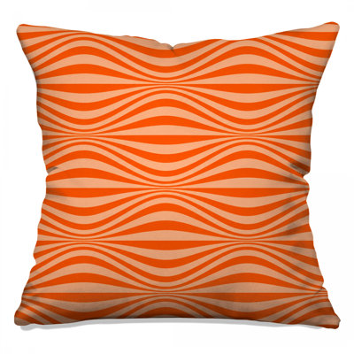 Orange Wavy Lines Double Sided Throw Pillows