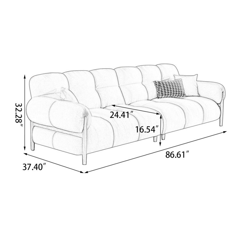 Coussin modulaire orange en polyester, 32.28" H x 86.61" W x 37.4" D, Orange