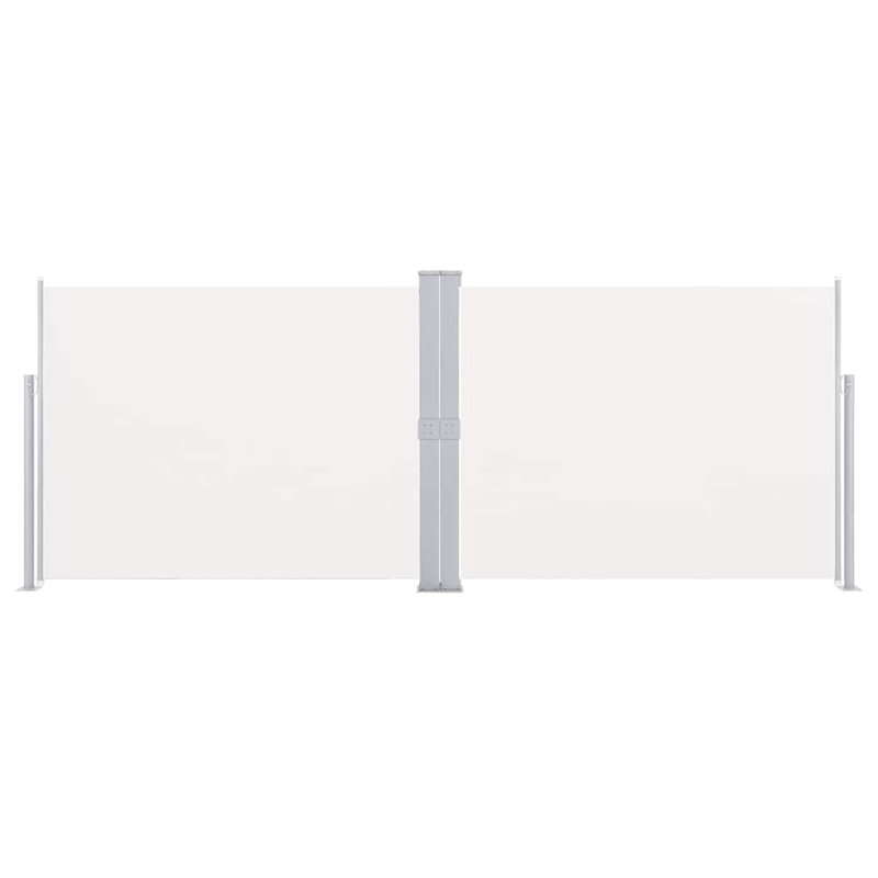 Paravent rétractable avec auvent pliant, H 55,1 po x l 393,7 po, Crème, crème