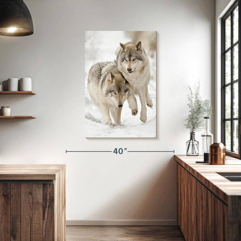 Brampt Playful Gray Wolves, 39" H x 26" W