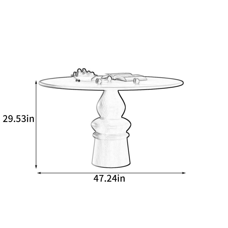Table ronde rétro française, 29.53"H x 47.24"L x 47.24"W
