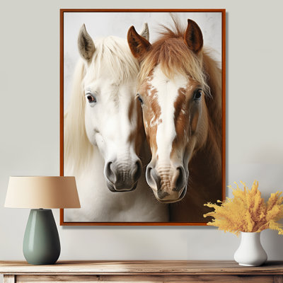 «Blaike White and Brown Horse Dynamic Duo V», reproduction sur toile