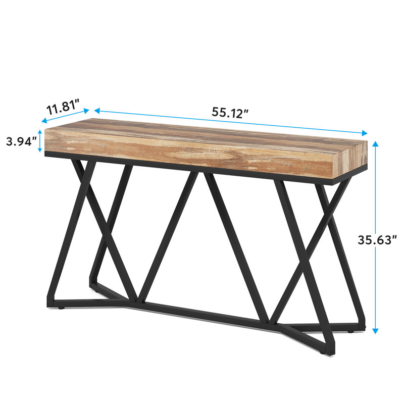 Warnack 55.11" Console Table, Brown, Black