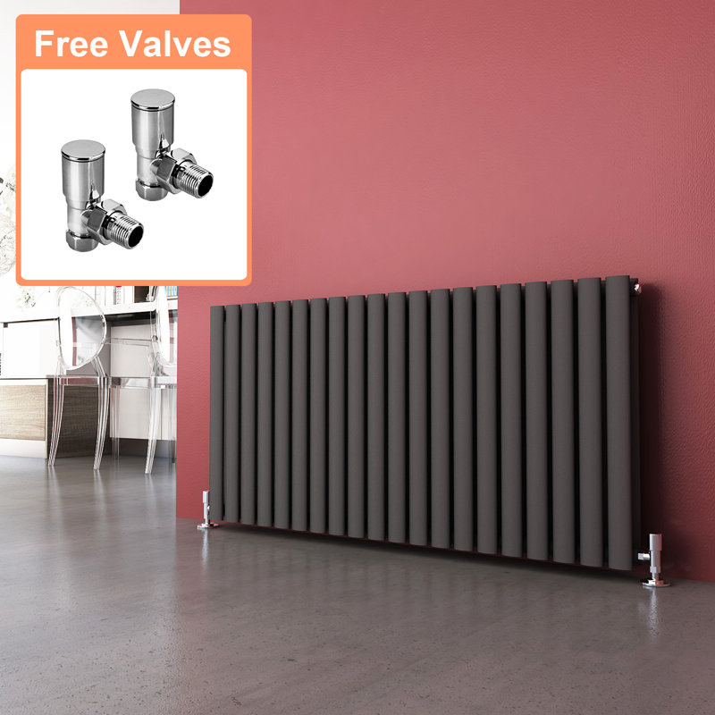 Salinas Horizontal Designer Radiator, Black, 60.0mm H x 119.0mm W x 82mm D