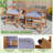  5PCS Patio Dining Set Solid Wood Furniture w/ Rattan Backrest & Seat Cushions