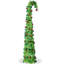 Sapin télescopique pliable vert de 1,80 m à cime courbée, préilluminé avec 100 DEL blanc chaud, 8 modes d'éclairage, fonctionne sur piles, pré-décoré avec des boules rouges, décoration de Noël en PVC