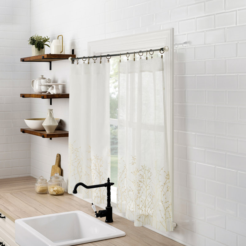 Rideau de cuisine à passe-tringle Madeira, L 52 po x L 24 po, Beige