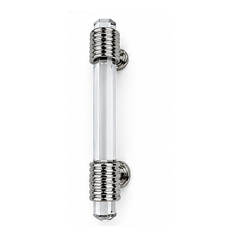 Chrysalis Collection Pull, 3 3/4", Polished Nickel/Glass