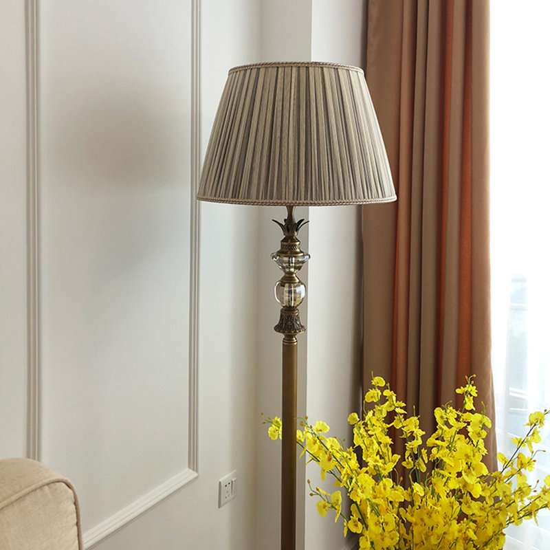 Lampe sur pied en tissu de style américain et cristal K9, alliage de zinc et marbre