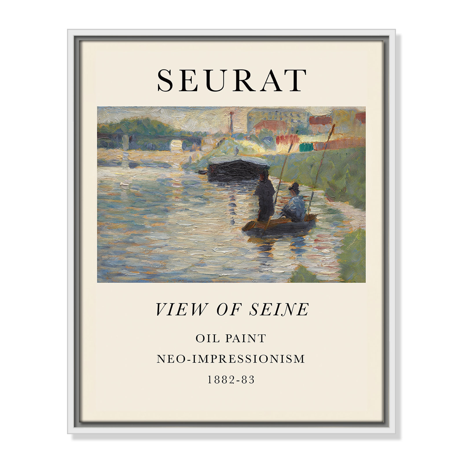 View Of Seine by Georges Seurat, No, 21.5" H x 17.5" W x 2" D, White Floater Frame