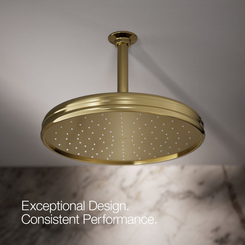 Rain Fixed Shower Head, Vibrant French Gold
