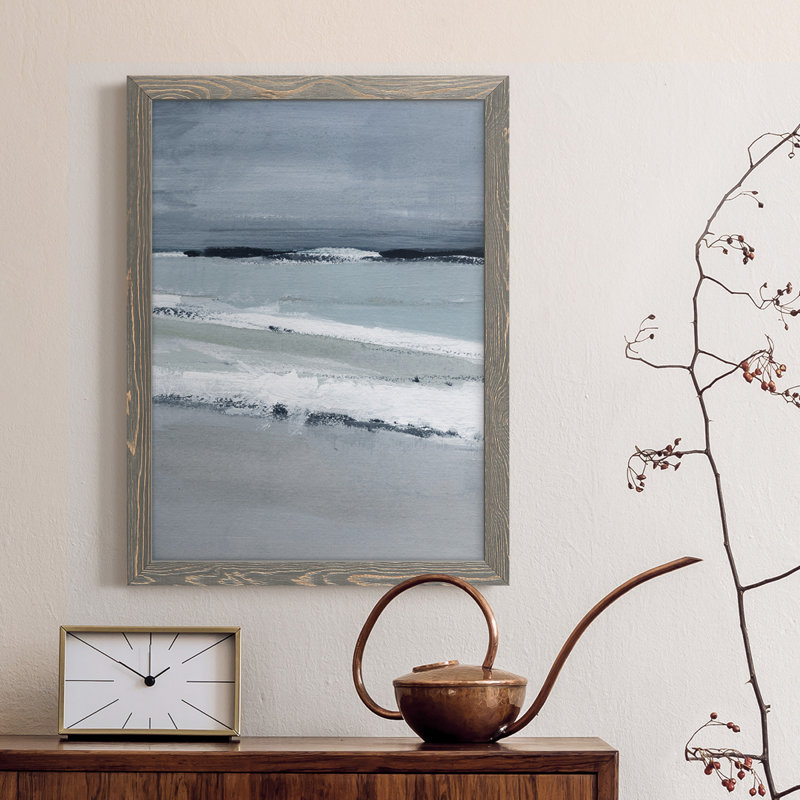 Sea Lines II - reproduction d'art sur toile, H 20 po x l 24 po x P 1 po, Cadre gris