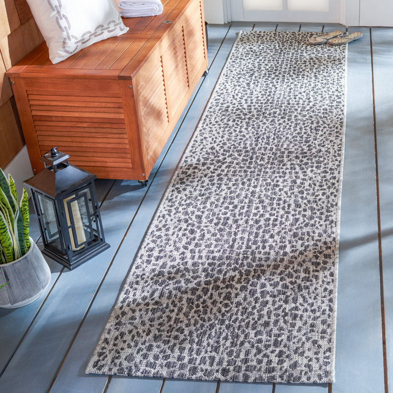 Basinger Animal Print Gray Indoor/Outdoor Area Rug, Runner 2'3" x 16'