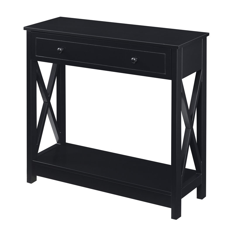 Lecenta 31.5'' 1 Drawer Console Table with Shelf, Black