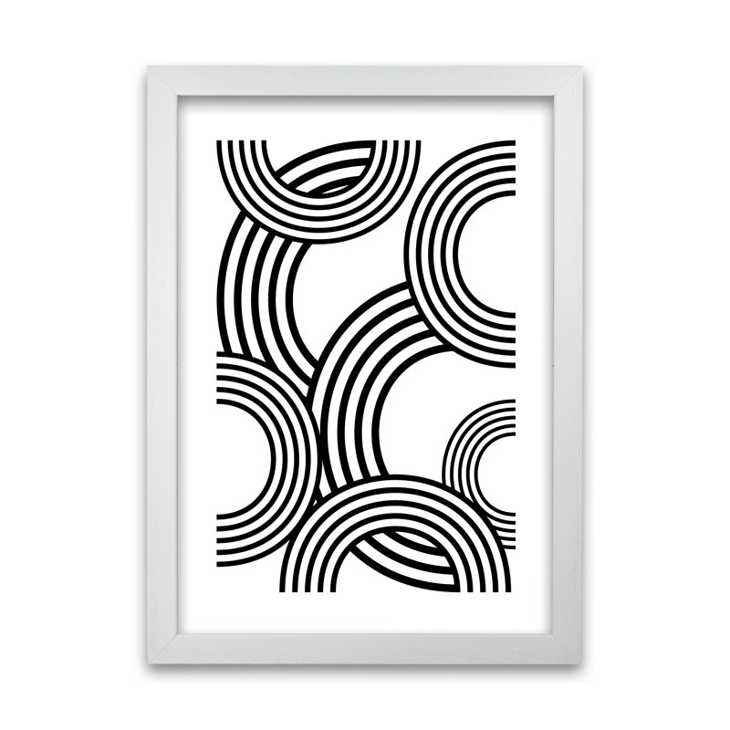 Multi Rainbow Black And White - Print on Canvas, White Frame, 84cm H x 59cm W x 3cm D