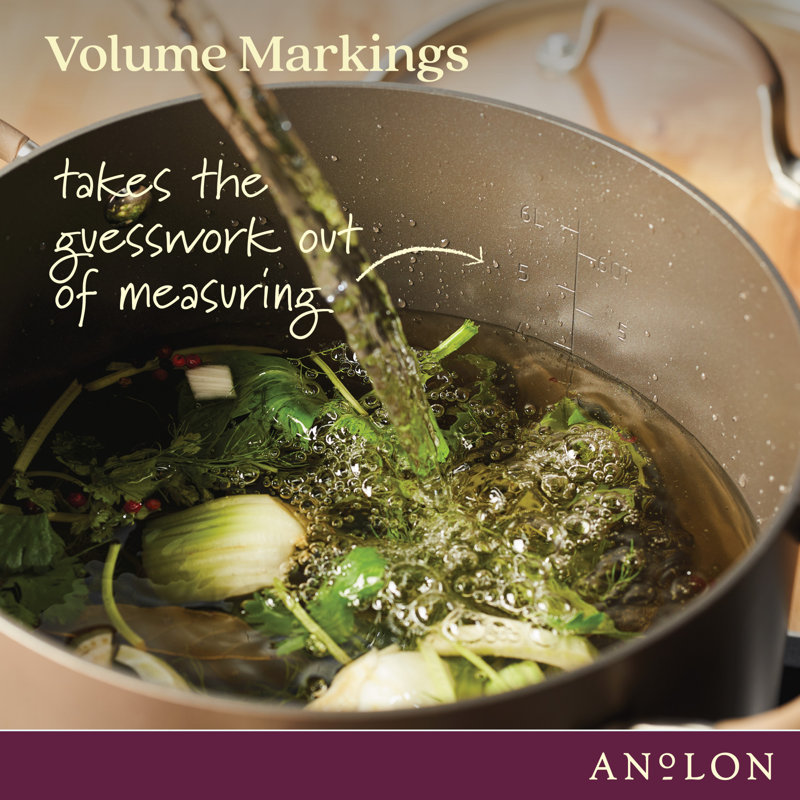 Anolon Advanced Home Hard Anodized Nonstick Saucepot With Lid, 4.5 Quart, Brown