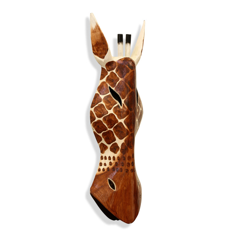 Décoration murale masque tribal girafe, H 12 po x l 5 po x P 1,5 po