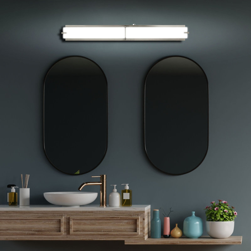 Luminaire de salle de bain à DEL 36 po en nickel brossé Wrought Studio ™ 3CCT 30W 2100 Lumens à intensité variable