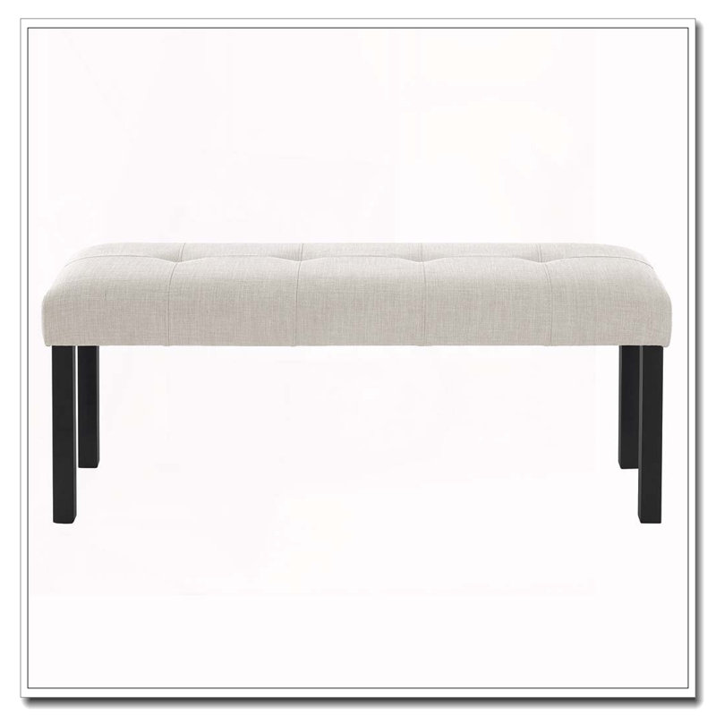 Modern Tufted Linen Dining Bench, Beige