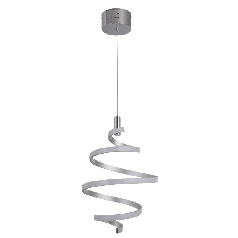Luminaire suspendu géométrique à del unique/à 1 lumière Millie, Argent mat / chrome
