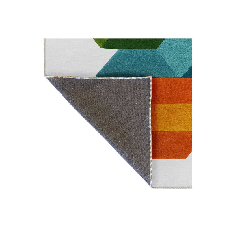 Tapis bleu tissé lavable rétro Mosso, 3'3" x 9'10"