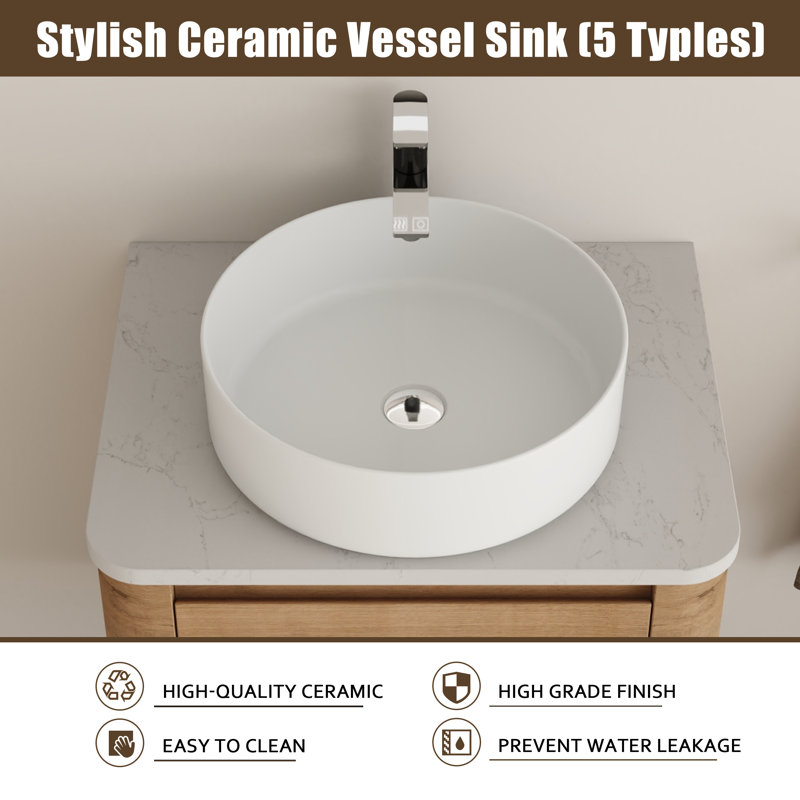 Eaton 24'' Wall Mounted Bathroom Vanity Set with Engineered Stone Top, White