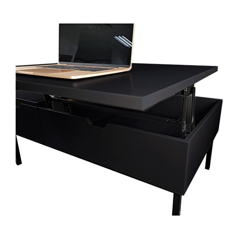 Table basse à 4 pieds avec rangement Lift Top, Noir
