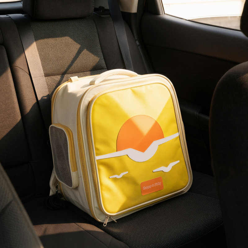 Sac de transport pour sac à dos jaune, boîte de transport pour animal de compagnie avec poignée, 4 portes, utilisation à l'extérieur
