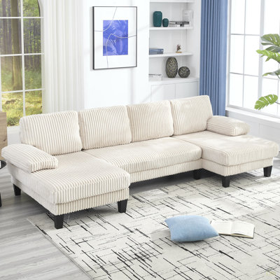 U-Shaped Couch With Oversized Seat,4-Seat Sofa  With Double Chaise,Comfortable And Spacious Indoor Furniture For Living Room,Apartment