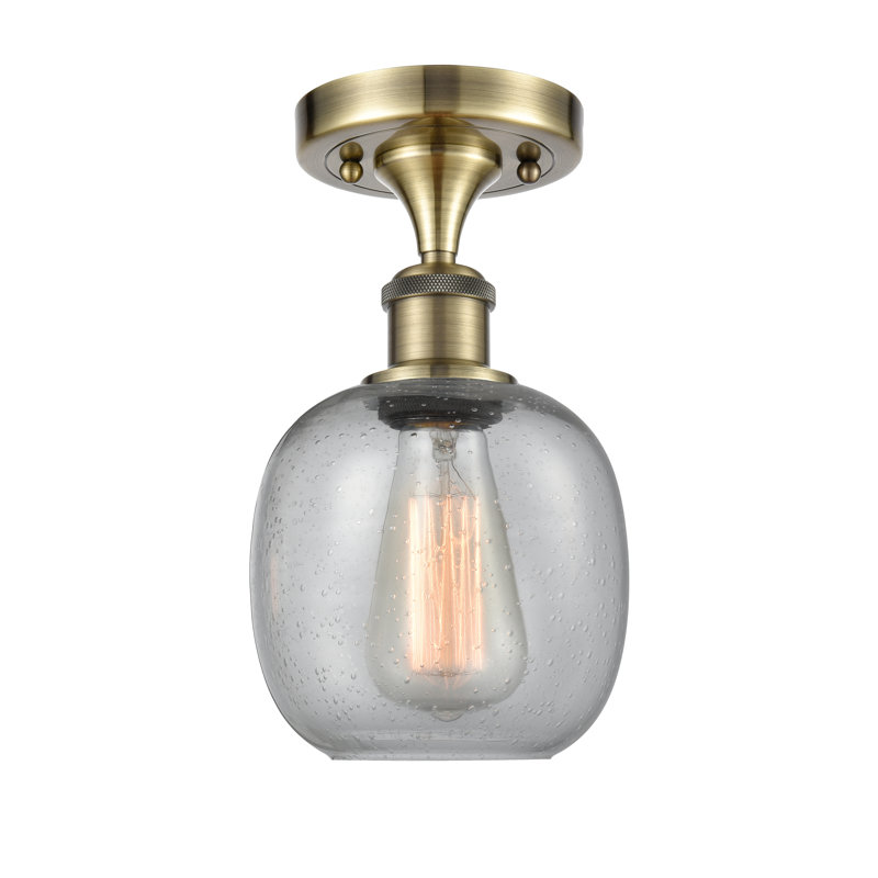 Plafonnier semi-encastré sphérique 1 lumière Carlucci, Grainé, Ampoule DEL 6 watts Vinage, Nickel poli