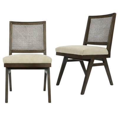 Ensemble de deux chaises d'appoint de salle à manger en bois brun et gris foncé