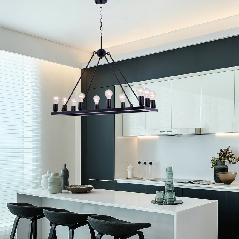 10-light Dimmable Square / Rectangle Chandelier
