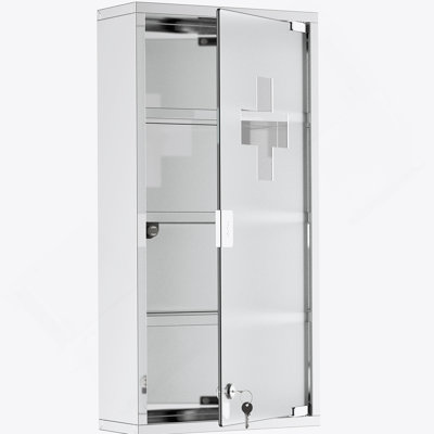 Highly Secure Wall-Mounted Medicine Cabinet With Lock And Abundant Shelves For Well-Organized And Safe Storage Of Medical Essentials