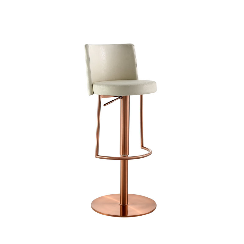 Tabouret de bar pivotant à hauteur réglable Gianna, Or rose, Blanc rétro