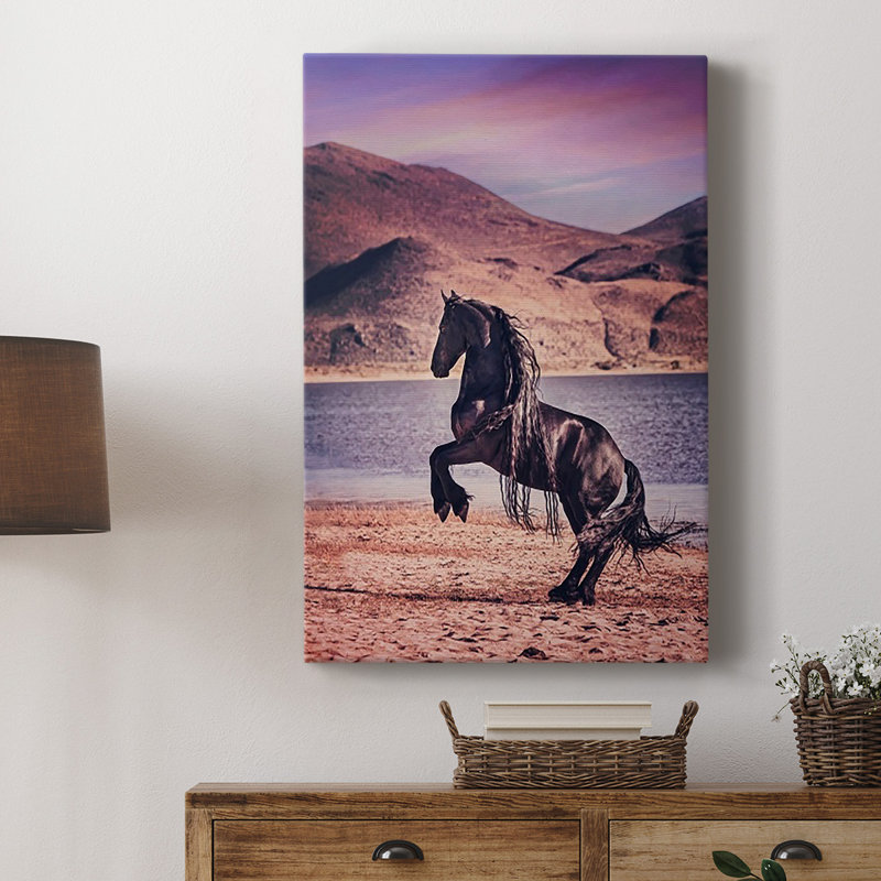 Sunlit Horses II, toile tendue avec châssis de qualité supérieure - prête à être accrochée, H 18 po x l 12 po x P 1 po