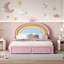 Lit double tapissier arc-en-ciel pleine grandeur, lit plateforme en velours avec tiroir de rangement Princess-742514784