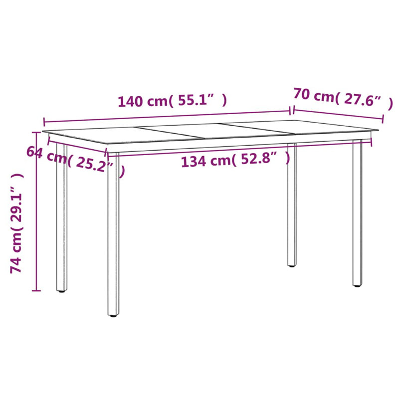 Ensemble repas pour 6 personnes Pattaya, H 29,1 po x L 55,1 po x l 27,6 po, Gris, 6