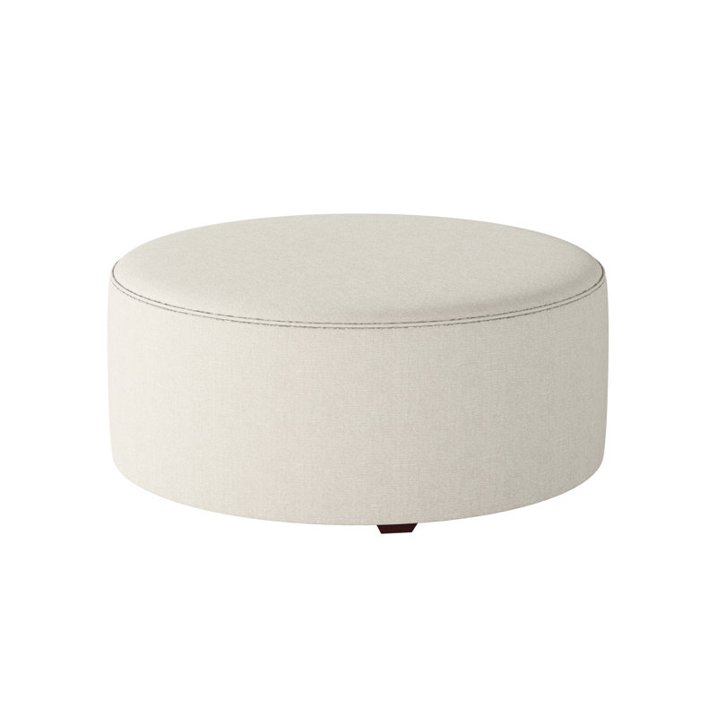 Weigand 39" Wide Round Abstract Cocktail Ottoman, Sugarshack Glacier Revolution Performance Fabrics