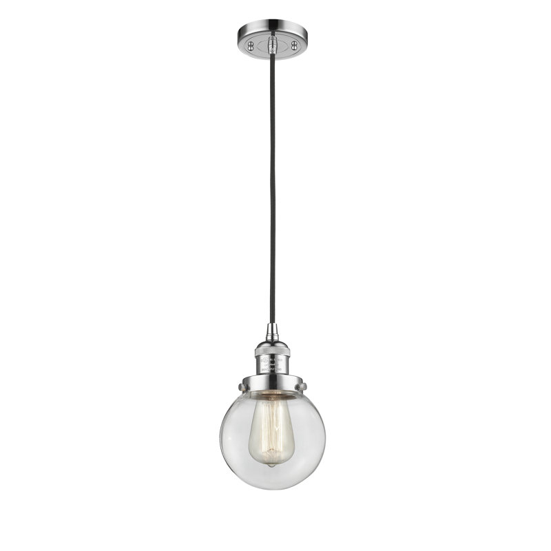Clementina 1 - Light Single Pendant, Clear, No Bulb Included, Polished Chrome