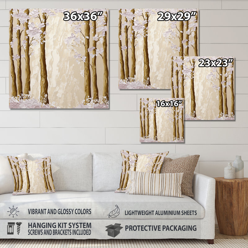 «Golden Brown Forest Landscape I», impression sur métal, paysages, H 23 po x l 23 po x P 0,84 po