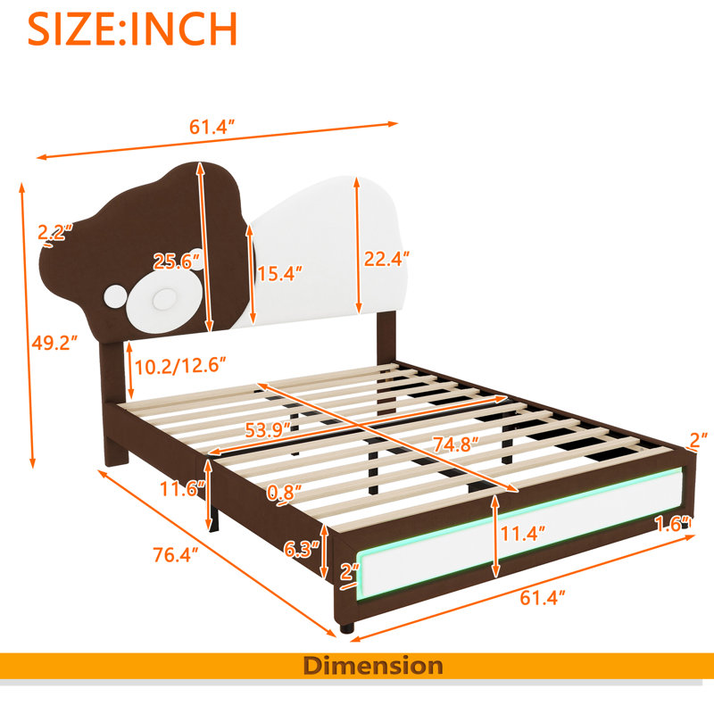 Lit plateforme double tapissier