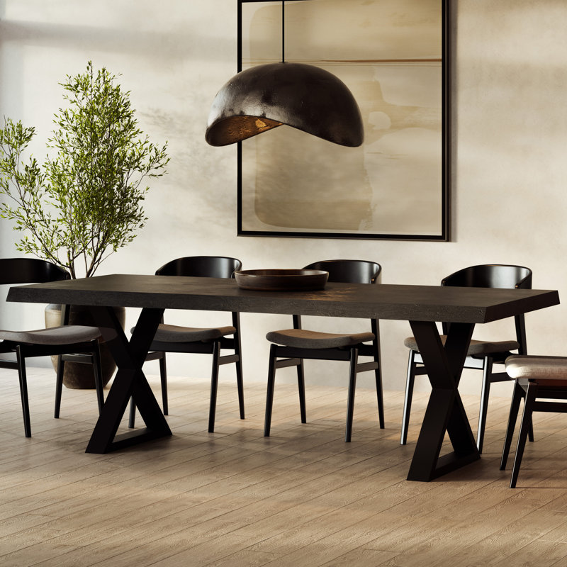 Colin X-Base Dining Table, 29.75"H x 79"L x 40"W, Americano, Black