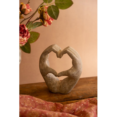  Modern Resin Heart Sculpture 8" H Display Accent