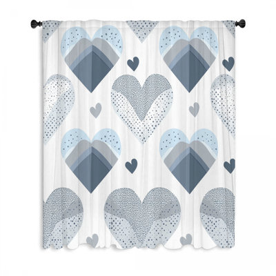 Hearts Window Curtains, Romantic Blockout & Sheer Curtains - 1 Panel