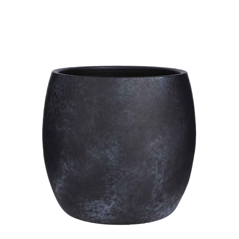 Outen Pot Round , 35cm H x 38cm W x 38cm D, Black