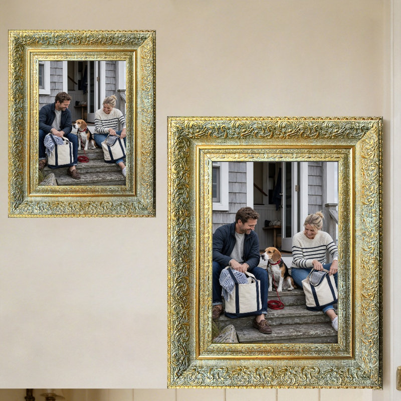 Cadre 3 pièces 11 po x 14 po doré antique pour décor de salon, Or antique, 3, 11" W x 14" H