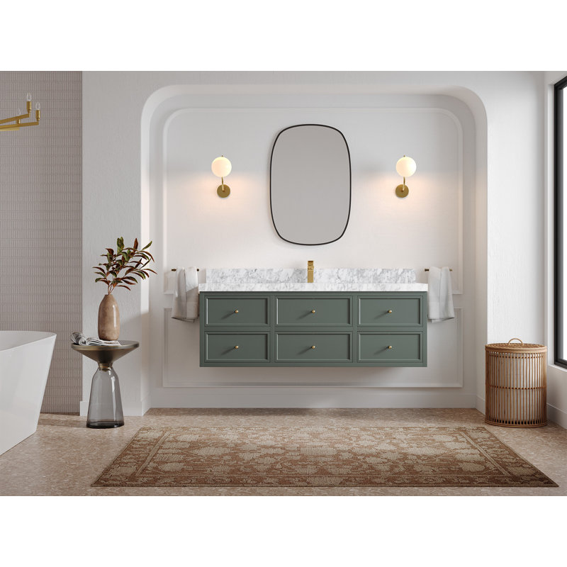 60'' Single Bathroom Vanity with Marble Top