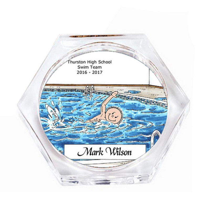 Ensemble-cadeau personnalisé sous-verre pour nageur (4 sous-verres), Oui