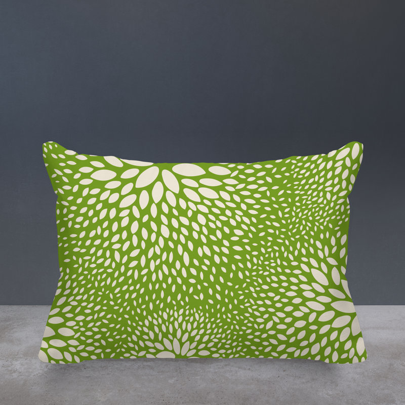 Coussin décoratif intérieur / extérieur en polyester filé floral Bavière, Chartreuse / crème