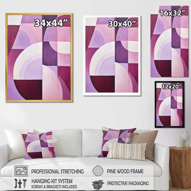 Mauve Motion Abstract Shapes sur impression sur toile, Toile tendue, 32" H x 16" W